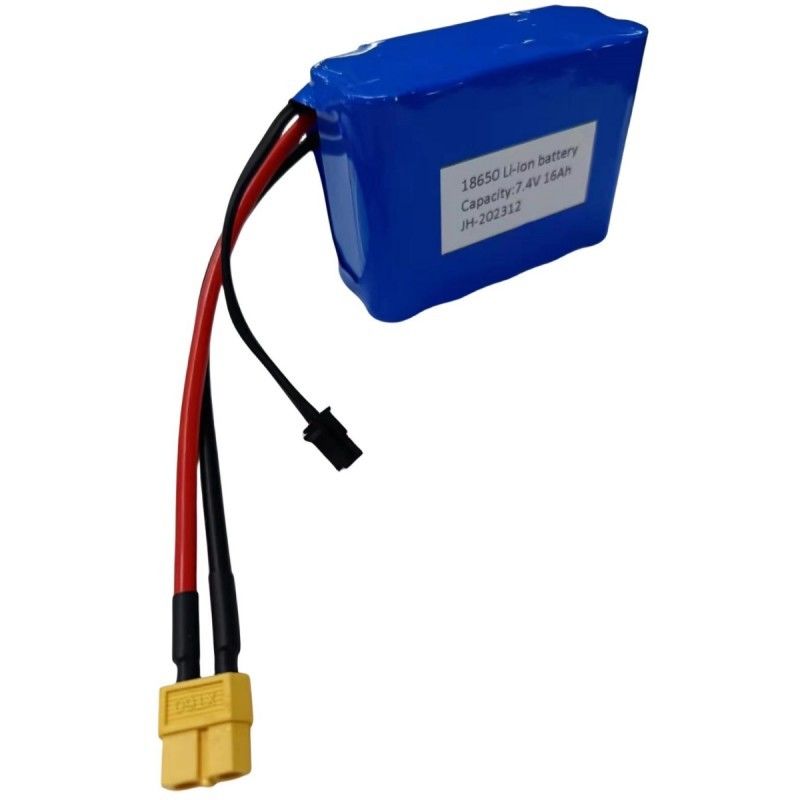 Paquete de baterías personalizado 7.4V 16Ah 2S5P 18650 Célula 3200mAh BMS 25A Con enchufe de carga MX3.0