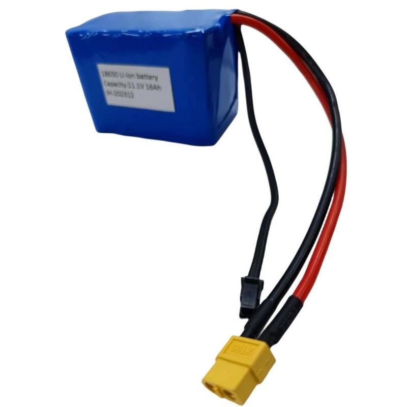 3S5P 18650 Batería de 11.1V 16Ah con conector de carga MX3.0 Descarga XT60 Conector femenino