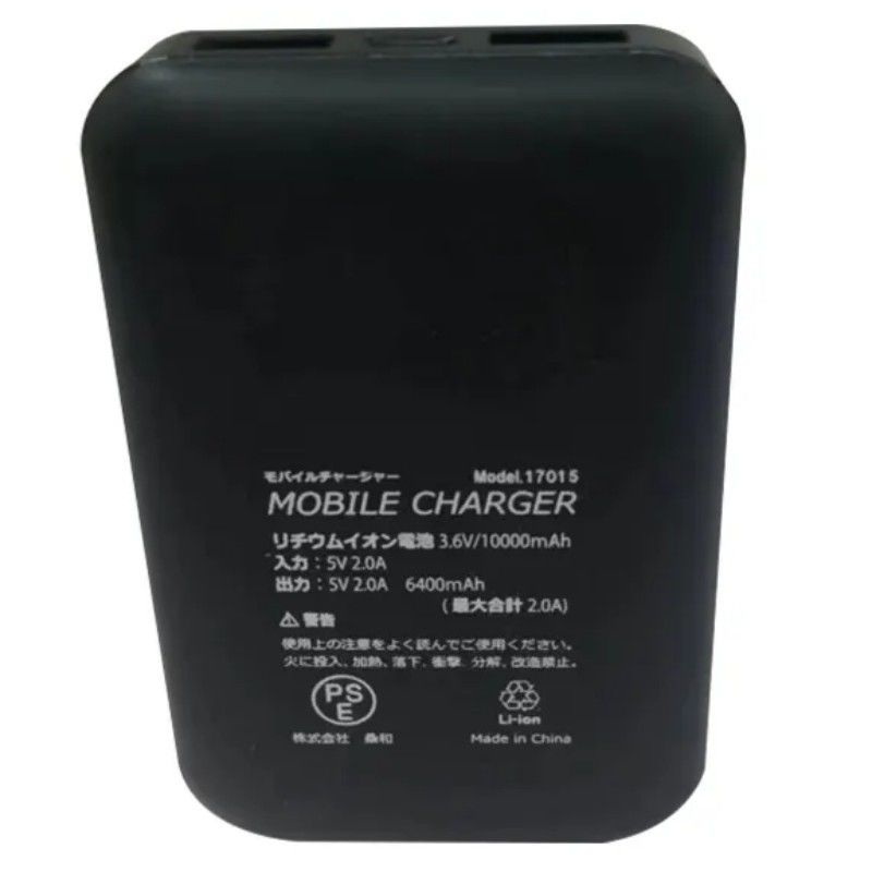 5V 2A USB 10000 Mah Banco de energía con doble puerto USB Banco de energía con batería negra