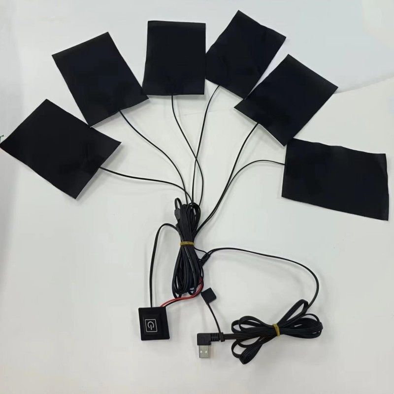 6 en 1 almohadilla de calefacción personalizada para ropa Cada uno 10 X 15 cm Negro 5V USB con interruptor