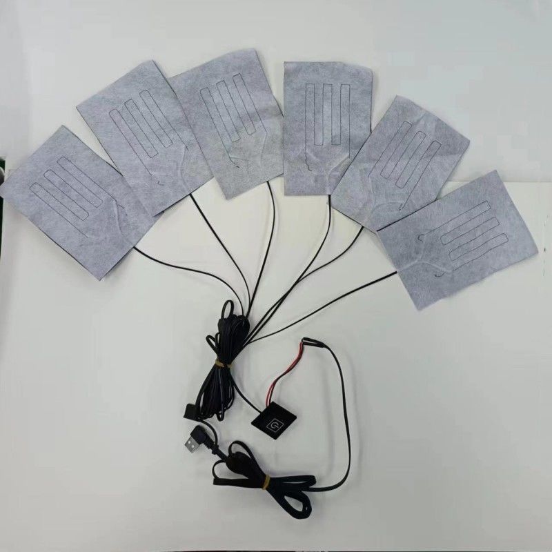 6 en 1 almohadilla de calefacción personalizada para ropa Cada uno 10 X 15 cm Negro 5V USB con interruptor