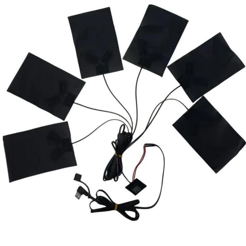 6 en 1 almohadilla de calefacción personalizada para ropa Cada uno 10 X 15 cm Negro 5V USB con interruptor