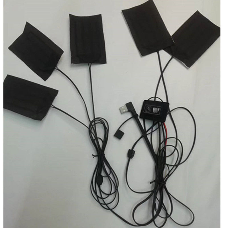 Pad de calefacción de fibra de carbono 5pads 7x11cm Uno o dos botones de interruptor para ropa