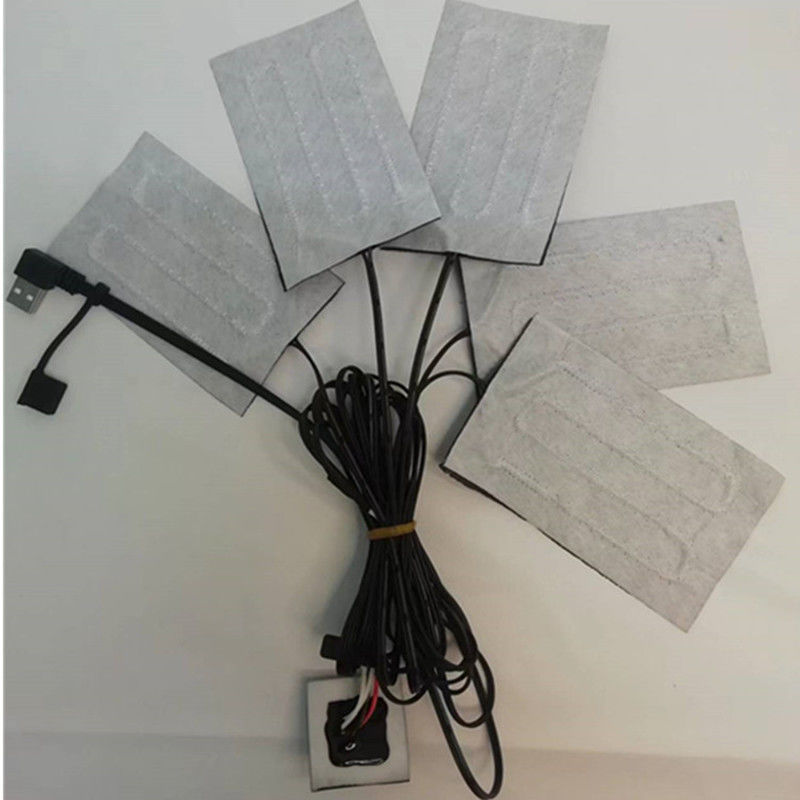 Pad de calefacción de fibra de carbono 5pads 7x11cm Uno o dos botones de interruptor para ropa