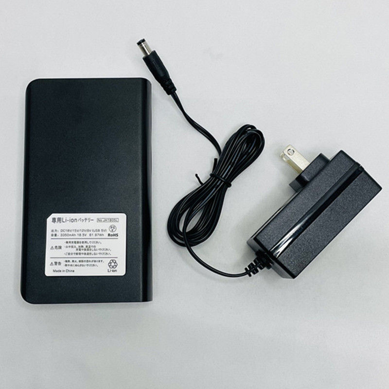 Batería Powerbanks DC 4 Nivel Voltado de salida 18V 15V 12V 9V Para el ventilador de abrigo de verano