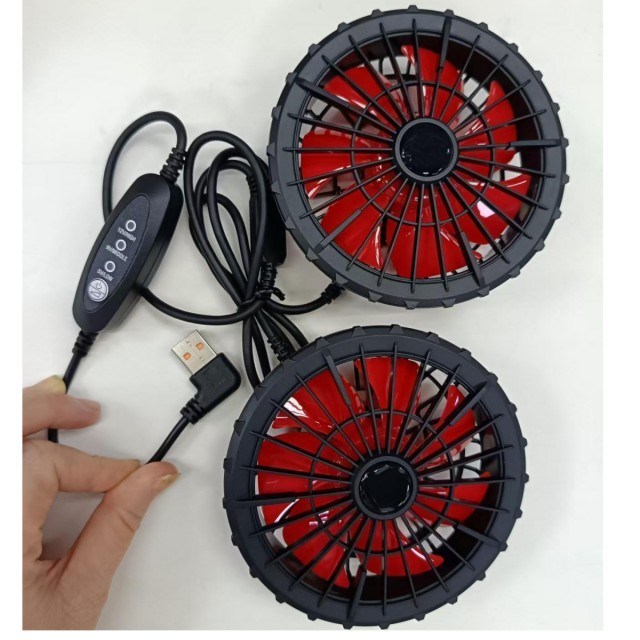 Ventilador de enfriamiento de chaqueta 12V Ventilador de control USB Velocidad del viento 12V Alto 9V Medio 5V Bajo