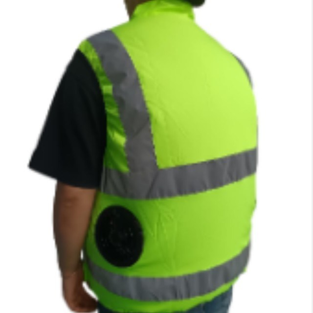 Vestido de seguridad verde con ventilador de refrigeración Vestido reflector Hi Vis y ventiladores para trabajadores de seguridad vial