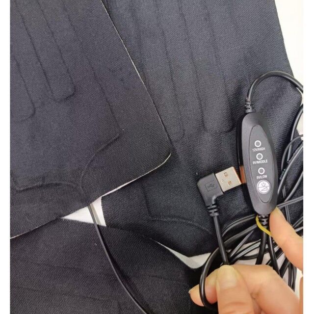 Pad de calefacción personalizado 30X15cm 3pads en un calentador de tela de 12V con controlador de interruptor USB para silla de calefacción