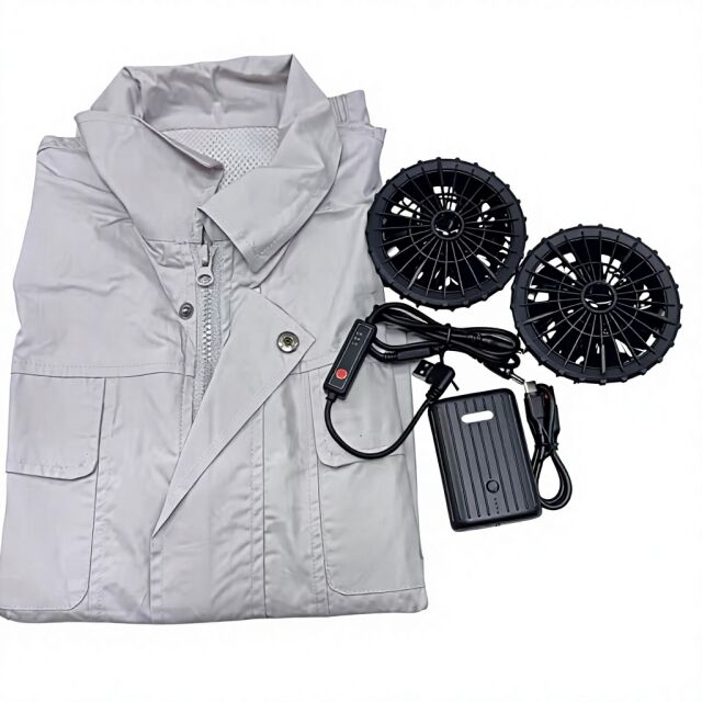 Ventilador de ropa de trabajo de verano chaqueta 100 % de algodón chaqueta de manga larga ventilador con banco de energía 10000mAh para soldador